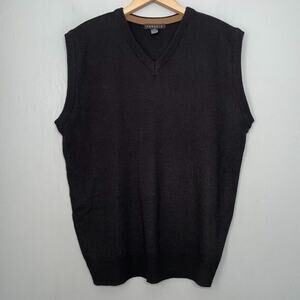 Marquis Men Size Large Black Sweater Vest Dark Academia Tennis Prep Golf Grandpa